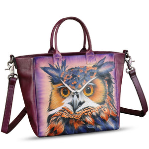 Hand painted Genuine Leather Purse and Handbag for Women Tote Bag Shoulder Bag