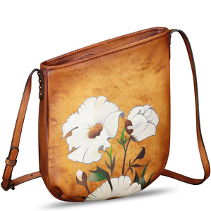 Genuine Leather Crossbody Bag for Women Hand Painted Leather Handmade Crossbody Satchel Purse Handbag