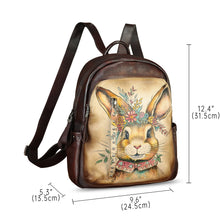 Load image into Gallery viewer, Genuine Leather Backpack for Women Hand Painted Rivet Knapsack Purse Handmade Rucksack Casual Daypack
