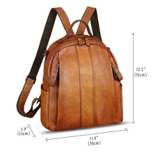 Load image into Gallery viewer, Genuine Leather Backpack Purse for Women Vintage Casual Daypack Back Bag Handmade Knapsack Western Rivets Rucksack
