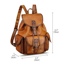 Load image into Gallery viewer, IVTG Genuine Leather Backpack for Men and Women Vintage Real Leather Knapsack Purse Rucksack Fashion Daypack High Capacity
