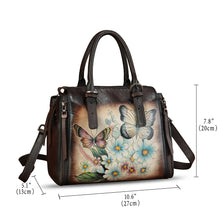 Load image into Gallery viewer, Genuine Leather Handbag for Women Hand Painted Leather Top Handle Purse Handmade Crossbody Satchel Tote Bag
