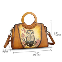 Load image into Gallery viewer, Genuine Leather Tote Bag for Women Hand Painted Shoulder Handbag Handmade Purse Crossbody Work Tote Casual Purse
