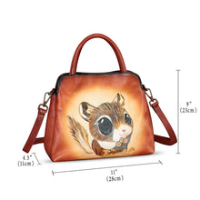 Load image into Gallery viewer, Genuine Leather Handbag for Women Hand Painted Leather Top Handle Satchel Handmade Crossbody Purse
