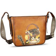 Load image into Gallery viewer, Genuine Leather Crossbody Bag for Women Hand Painted Leather Handmade Crossbody Satchel Purse Hand Drawn Handbag
