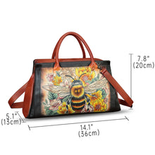 Load image into Gallery viewer, Genuine Leather Satchel for Women Hand Painted Handbag Top Handle Bags Handmade Crossbody Purse Tote Bag
