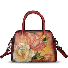 Load image into Gallery viewer, Genuine Leather Handbag for Women Hand Painted Top Handle Purse Retro Handmade Satchel Vintage Crossbody Hobo Bag
