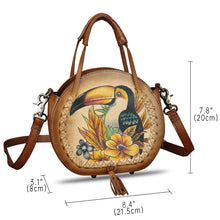 Load image into Gallery viewer, Genuine Leather Handbag for Women Purse Hand Painted Pattern Top Handle Satchel Handmade Crossbody Pouch
