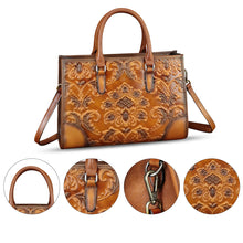 Load image into Gallery viewer, Genuine Leather Satchel for Women Purse Embossed Top Handle Handbag Handmade Crossbody Tote Shoulder Bags
