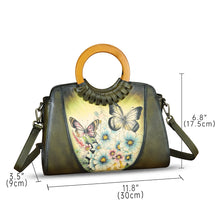 Load image into Gallery viewer, Genuine Leather Tote Bag for Women Hand Painted Shoulder Handbag Handmade Purse Crossbody Work Tote Casual Purse
