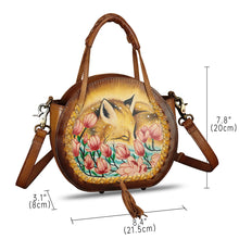 Load image into Gallery viewer, Genuine Leather Handbag for Women Purse Hand Painted Pattern Top Handle Satchel Handmade Crossbody Pouch
