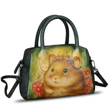 Load image into Gallery viewer, Genuine Leather Handbag for Women Hand Painted Top Handle Purse Retro Handmade Satchel Vintage Crossbody Hobo Bag
