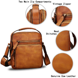 Genuine Leather Purse and Shoulder Bag for Men Vintage Real Leather Messenger Bag Handbag Crossbody Satchel Purse Strap