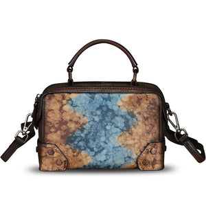 Genuine Leather Satchel for Women Purse Vintage Handmade Top Handle Handbag Retro Designer Crossbody Bag Purse