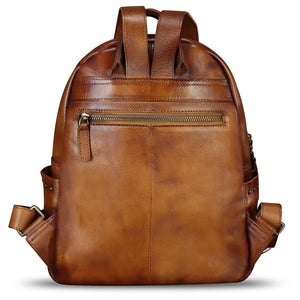 Genuine Leather Backpack for Women Hand Painted Rivet Knapsack Purse Handmade Rucksack Casual Daypack