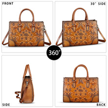 Load image into Gallery viewer, Genuine Leather Satchel for Women Purse Embossed Top Handle Handbag Handmade Crossbody Tote Shoulder Bags
