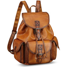 Load image into Gallery viewer, IVTG Genuine Leather Backpack for Men and Women Vintage Real Leather Knapsack Purse Rucksack Fashion Daypack High Capacity
