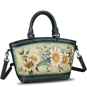 Genuine Leather Handbag Purse for Women Hand Painted Shoulder Handbag Handmade Purse Crossbody Work Tote Casual Bag