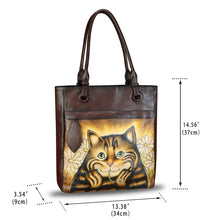 Load image into Gallery viewer, Genuine Leather Shoulder Bag for Women Hand Painted Leather Handbag Handmade Work Tote Bag Casual Hand Purse
