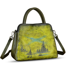 Load image into Gallery viewer, Genuine Leather Handbag for Women Hand Painted Leather Top Handle Satchel Handmade Crossbody Purse
