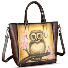 Load image into Gallery viewer, Genuine Leather Handbag for Women Hand Painted Leather Top Handle Satchel Handmade Crossbody Purse Tote Bag
