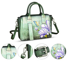 Load image into Gallery viewer, Genuine Leather Satchel for Women Hand Painted Leather Handbag Top Handle Bags Handmade Purse Crossbody Bag
