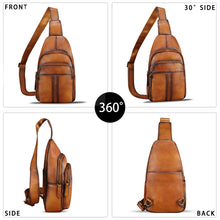 Load image into Gallery viewer, Genuine Leather Silng Bag for Women and Men Real Leather Sling Backpack Purse Chest Crossbody Bag
