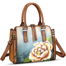 Load image into Gallery viewer, Genuine Leather Handbag for Women Hand Painted Leather Top Handle Purse Handmade Crossbody Satchel Tote Bag
