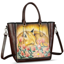 Load image into Gallery viewer, Genuine Leather Handbag for Women Hand Painted Leather Top Handle Satchel Handmade Crossbody Purse Tote Bag
