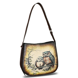 Genuine Leather Shoulder Bag for Women Hand Painted Handbag Handmade Purse Crossbody Sling Purse Casual Daypack