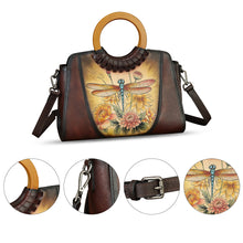 Load image into Gallery viewer, Genuine Leather Tote Bag for Women Hand Painted Shoulder Handbag Handmade Purse Crossbody Work Tote Casual Purse
