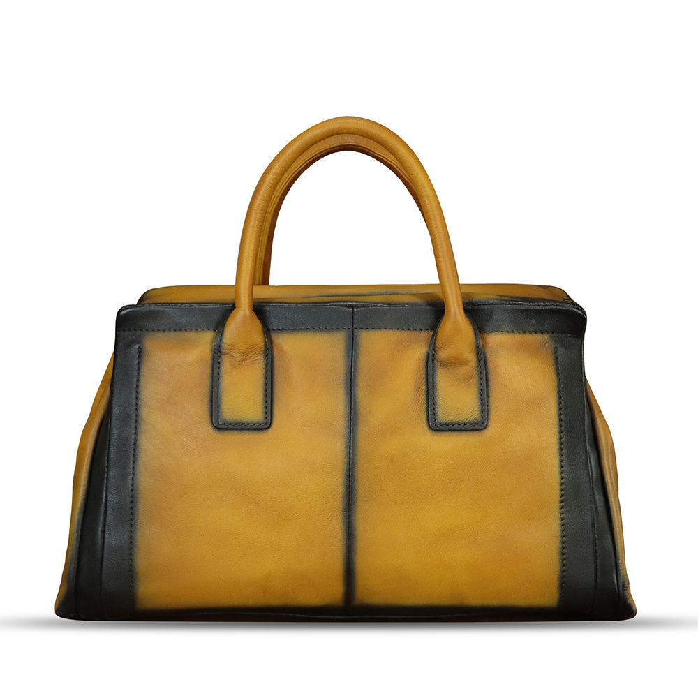 Genuine Leather Satchel for Women Hand Painted Handbag Top Handle Bags ...