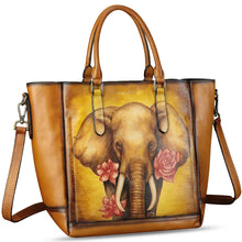 Load image into Gallery viewer, Genuine Leather Handbag for Women Hand Painted Leather Top Handle Satchel Handmade Crossbody Purse Tote Bag
