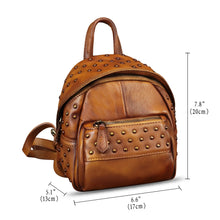 Load image into Gallery viewer, Genuine Leather Backpack Purse for Women Vintage Small Casual Daypack Handmade Western Leather Rucksack Knapsack
