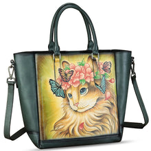 Load image into Gallery viewer, Genuine Leather Handbag for Women Hand Painted Leather Top Handle Satchel Handmade Crossbody Purse Tote Bag
