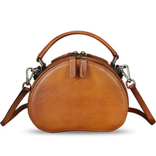 Load image into Gallery viewer, Genuine Leather Crossbody Bag for Women Retro Leather Handmade Small Round Satchel Handbag Circle Purse
