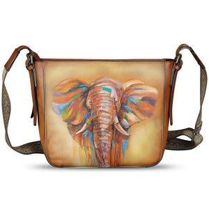 Genuine Leather Crossbody Bag for Women Hand Painted Leather Handmade Crossbody Satchel Purse Hand Drawn Handbag