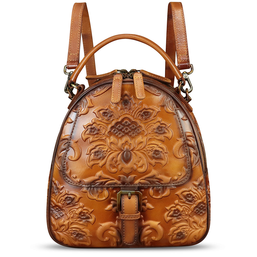 Genuine Leather Backpack for Women Crossbody Shoulder Bag Vintage Rucksack Fashion Knapsack Purse Daypack Bag