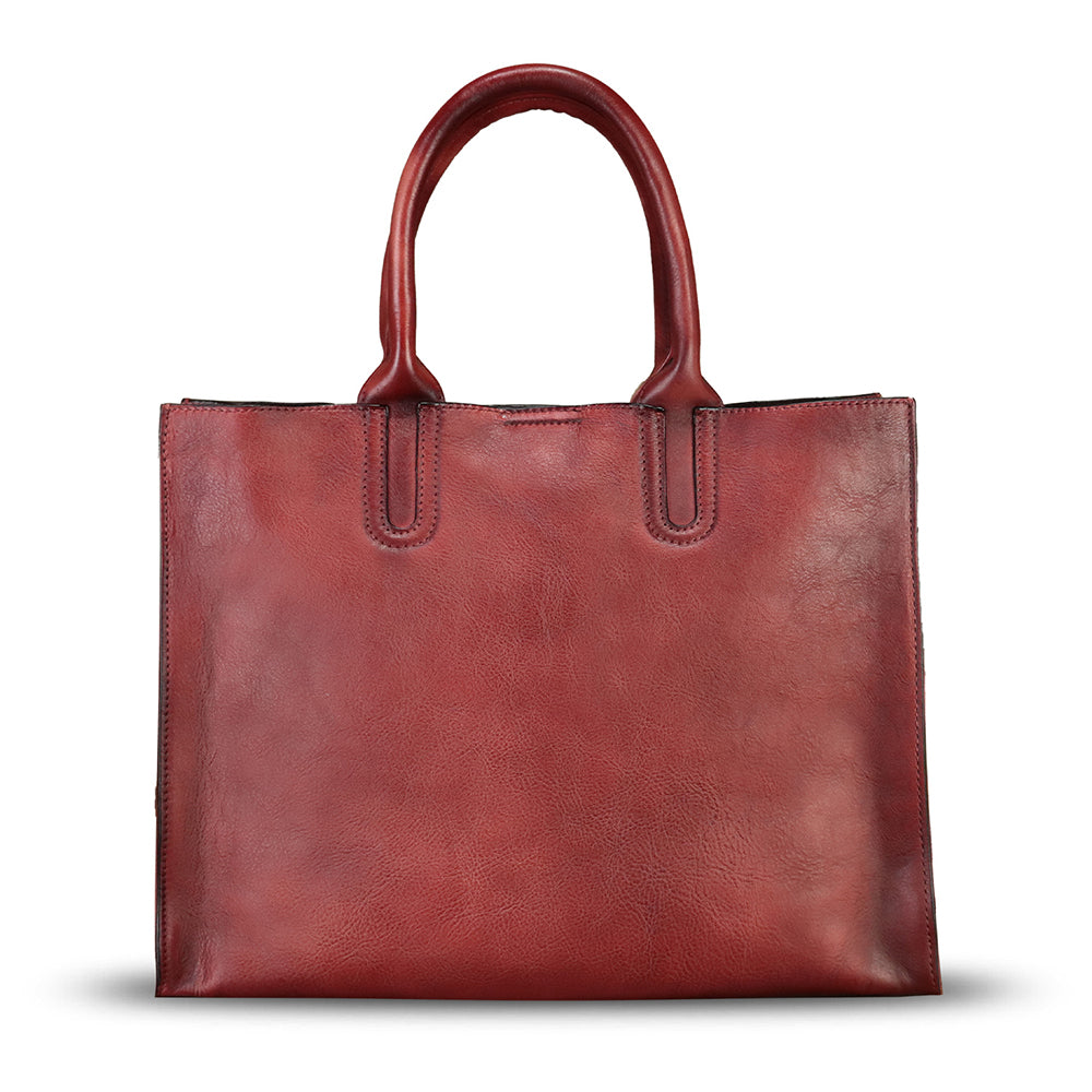 Genuine Leather Handbag for Women Hand Painted Leather Top Handle Bag ...