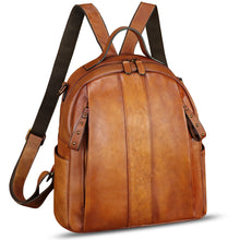 Load image into Gallery viewer, Genuine Leather Backpack Purse for Women Vintage Casual Daypack Back Bag Handmade Knapsack Western Rivets Rucksack
