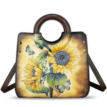 Load image into Gallery viewer, Genuine Leather Tote Bag for Women Hand Painted Leather Shoulder Handbag Handmade Purse Crossbody Work Tote Casual Purse
