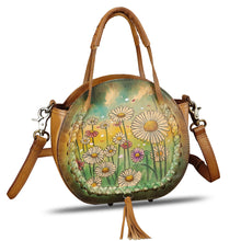 Load image into Gallery viewer, Genuine Leather Handbag for Women Purse Hand Painted Pattern Top Handle Satchel Handmade Crossbody Pouch
