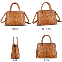 Load image into Gallery viewer, Genuine Leather Handbag for Women Top Handle Satchel Handmade Retro Embossed Leather Vintage Crossbody Purse

