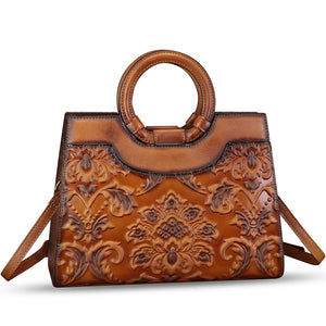Genuine Leather Satchels for Women Top Handle Bags Handmade Vintage Crossbody Bag Purses Shoulder Bag