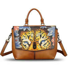 Load image into Gallery viewer, Genuine Leather Satchel for Women Hand Painted Handbag Top Handle Bags Handmade Purse Crossbody Tote Bag Purse
