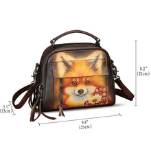 Load image into Gallery viewer, Genuine Leather Satchel for Women Hand Painted Leather Top Handle Handbag Handmade Crossbody Purse
