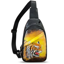 Load image into Gallery viewer, Genuine Leather Sling Bag Hand Painted Crossbody Backpack Retro Handmade Chest Shoulder Daypack Fanny Pack Purse
