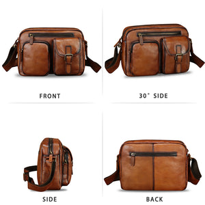 Genuine Leather Purse and Messenger Bag for Men Vintage Leather Shoulder Bag Briefcase Crossbody Satchel Bags with Strap