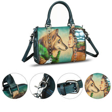 Load image into Gallery viewer, Genuine Leather Satchel for Women Hand Painted Leather Handbag Top Handle Bags Handmade Purse Crossbody Tote Bag
