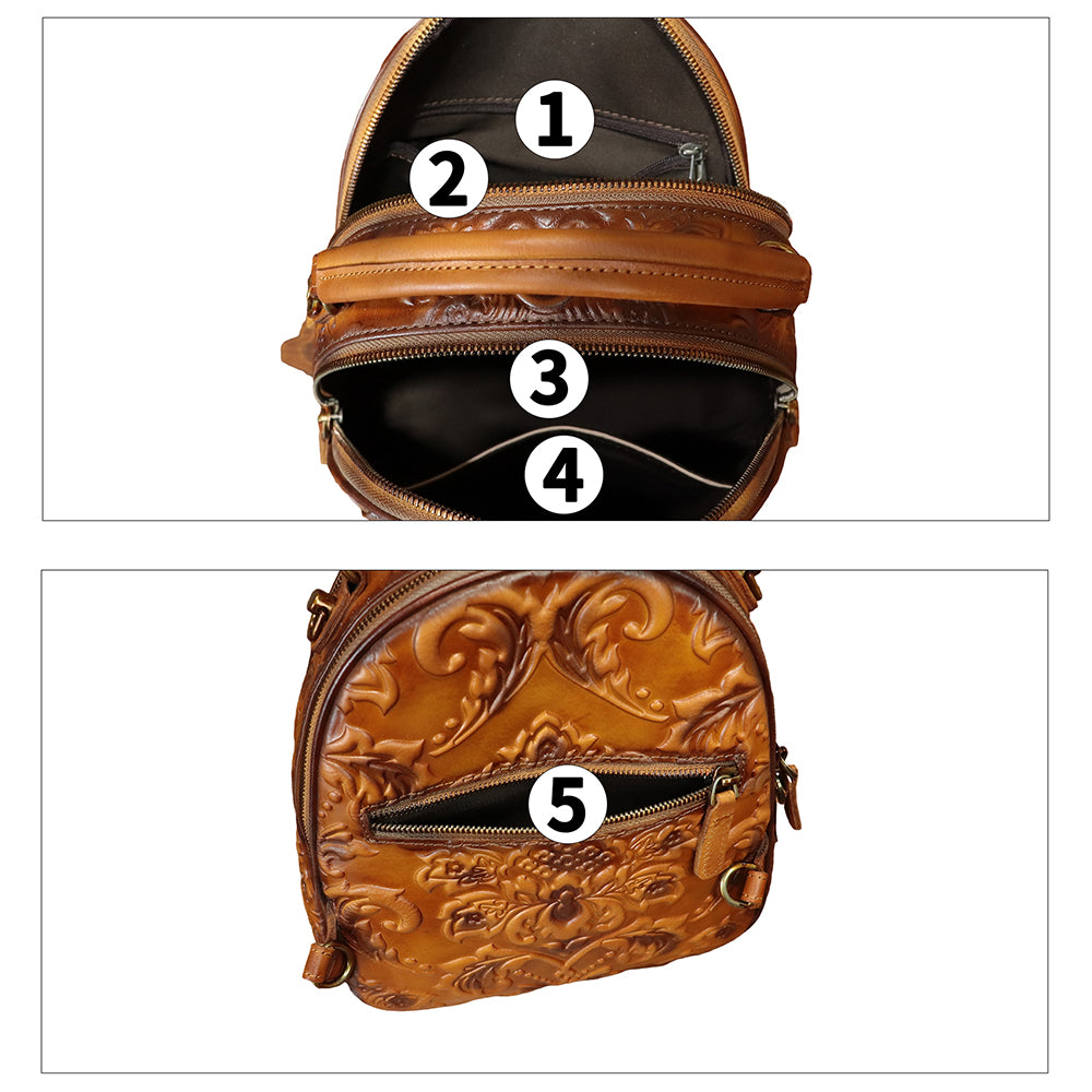 Genuine Leather Backpack for Women Crossbody Shoulder Bag Vintage Rucksack Fashion Knapsack Purse Daypack Bag